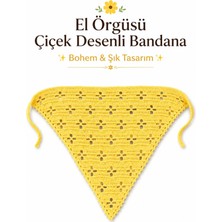 Neholia El Örgüsü Çiçek Desenli Bandana Kadın Saç Bandı Bohem Stil Ayarlanabilir Yazlık Saç Aksesuarı Sarı