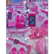 Oyuncak Sahili Kız Çocuk Oyuncak Moda Seti Güzellik Seti 7 Parça Terlik 18X5CM Ayna Telefon Evcilik Set 44X31 cm