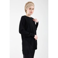 Invee Plisole Triko Tunik Siyah