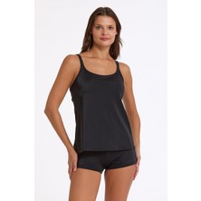 Argento Kadın Şortlu Tankini Mayo Siyah Basic Askılı Rahat Kesim C1T0N033600
