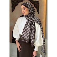 İmaj Butik Kahverengi Monogram Desenli Soft Şal