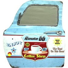 Yvz Store Dekoratif Route 66 Coffeetemalı Mavi Araba Kapısı Ayna
