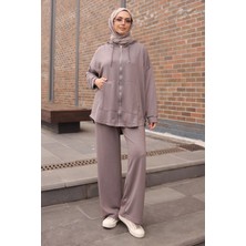 İmaj Butik Vizon Fermuarlı Tunik Pantolonlu Modal Takım
