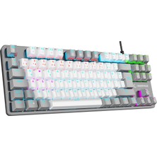 Rampage SNUG K14 Beyaz/Gri BLUE SWITCH Mekanik Gaming Oyuncu Klavye Rainbow TKL
