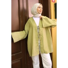 İmaj Butik Yağ Yeşili Ön Bağlamalı Kimono