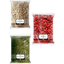Zencefil Organik 3X170 Gr. Gojiberry Goji Berry Çiğ Kabak Çekirdeği Içi Ay Çekirdeği Içi 170'ŞER Gram 3 Paket