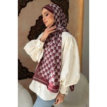 İmaj Butik Bordo Monogram Desenli Soft Şal