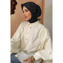 İmaj Butik Siyah Desenli Soft Eşarp