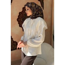 İmaj Butik Kahverengi Desenli Soft Eşarp
