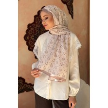 İmaj Butik Bej Monogram Desenli Soft Şal