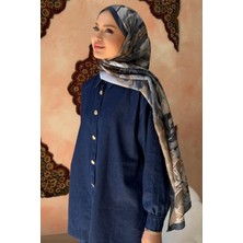 İmaj Butik Antrasit Desenli Soft Şal