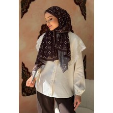 İmaj Butik Kahverengi Monogram Desenli Soft Şal
