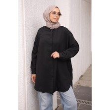 İmaj Butik Siyah Düğmeli Basic Salaş Tunik