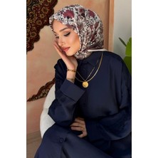İmaj Butik Bej Bordo Desenli Soft Eşarp