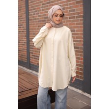 İmaj Butik Krem Düğmeli Basic Salaş Tunik