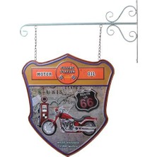 Yvz Store Dekoratif Çift Yönlü Route 66 Temalı Ferforje Askı
