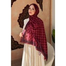 İmaj Butik Kırmızı Monogram Desenli Soft Şal