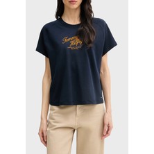 Tommy Hilfiger Pamuklu Logolu Regular Fit Bisiklet Yaka T Shirt Bayan T Shirt WW0WW50787 C1G
