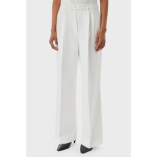 Tommy Hilfiger Keten Karışımlı Wide Leg Fit Yüksek Bel Pantolon Bayan Pantolon WW0WW48884 Ycf