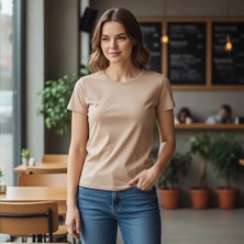 Bonbon Kadın Bisilet Yaka Kısa Kollu Basic Tshirt BB2497