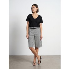 Dilvin 32847 Lyocell Karışımlı V Yaka T-Shirt-Siyah