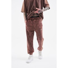 Machinist Clothing Erkek Relaxed Yıkamalı Eşofman Altı Kahverengi Efektli