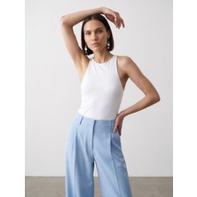 Dilvin 32836 Halter Yaka Bodysuit-Beyaz