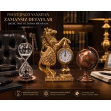 Home Dekor Hediye Lüks Prestij Masa Dekorasyon Seti Gold At Figürlü Masa Saati Metal Kum Saat Metal Bronz Dünya Küresi