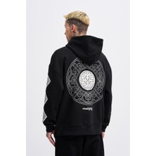 Machinist Clothing Erkek Patched Ethnic Kapüşonlu Sweatshirt Siyah