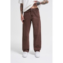Machinist Clothing Erkek Relaxed Baggy Jean Pantolon Asit Kahverengi