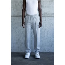 Machinist Clothing Erkek Dikiş Detaylı Bol Eşofman Altı Gri Melanj