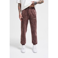 Machinist Clothing Erkek Luxury Basic Yıkamalı Jogger Eşofman Altı Kahverengi Efektli