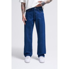 Machinist Clothing Erkek Relaxed Baggy Jean Pantolon Koyu Mavi