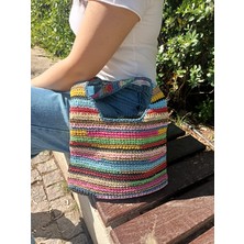 Yaso Shop Renkli El Örgüsü Hasır Omuz Çantası