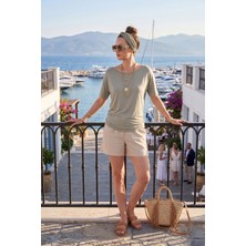 Lela Standart Fit Drape Detaylı Yarasa Kol T Shirt Bayan T Shirt 5866962