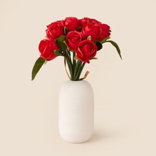 Evidea Deco Gül 12'li Buket Çiçek - Kırmızı - 27 cm