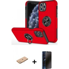 Pileli Store Pilelistore™ iPhone 11 Pro Max Kılıf Odak Form Prime - Siyah 3D Antistatik Hayalet Cam Ekran Koruyucu + Renkli Kamera Lens Koruma Cam - Pe