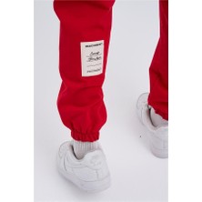 Machinist Clothing Oversize Basic Bel Paça Lastikli 3 Cepli Jogger Eşofman Altı Kırmızı