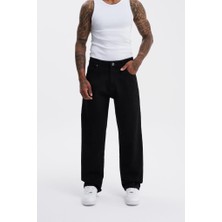 Machinist Clothing Erkek Relaxed Baggy Jean Pantolon Siyah