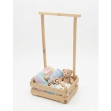 Woody Wood Design Line Serisi Ahşap Bebek Hediye Sepeti ve Sunum Standı, Yenidoğan Hediyesi, Baby Shower Süsü, Pembe-Mavi-Naturel