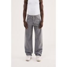 Machinist Clothing Erkek Relaxed Baggy Jean Pantolon Asit Gri
