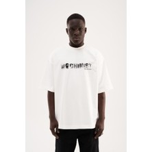 Machinist Clothing Erkek New Generation Baskılı Oversize Tişört Ekru