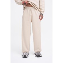 Machinist Clothing Erkek Basic Diagonal Baggy Eşofman Altı Açık Bej