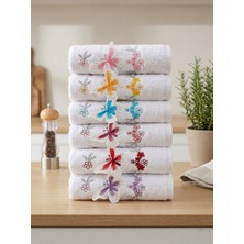 Asev Tekstil 30X50 cm Güpür Kelebek Işlemeli 6lı Mutfak Havlusu | El Havlusu | Yüz Havlusu Seti