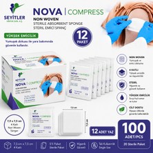 Nova Steril Gaz Kompres 7,5cm×7,5cm 4 Katlı 5'li 12 Paket