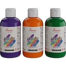 Uravas Store Yeşil-Mor-Turuncu Akrilik Boya 3'lü Set 3X250GR