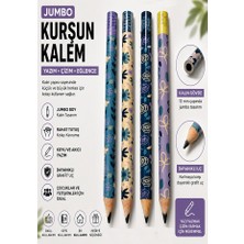 ArtMaster Jumbo Kurşun Kalem 4 Adet Silka 1523 Çiçekli Jumbo Kalın Kalem Hb Kolay Tutuş Dereceli Kalem Kurşun Kalem