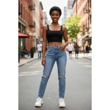 Najmaddin Beru Kadın Siyah Kalın Askılı Crop Top Büstiyer Esnek Kumaş Şık Basic Kadın Üst Giyim Najm