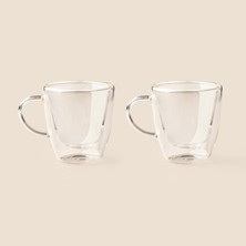 Tohana Çift Cidarlı 2'li Cam Fincan - Şeffaf - 100 ml