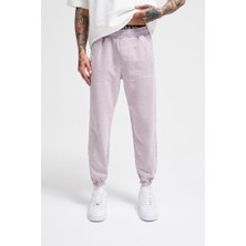 Machinist Clothing Erkek Luxury Basic Yıkamalı Jogger Eşofman Altı Inci Beyaz-Gri Efektli